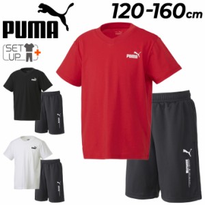 プーマ キッズ 半袖Tシャツ ハーフパンツ 上下 2点セット PUMA ジュニア 120-160cm 子供服 セットアップ スポーツウェア 上下組 子ども  