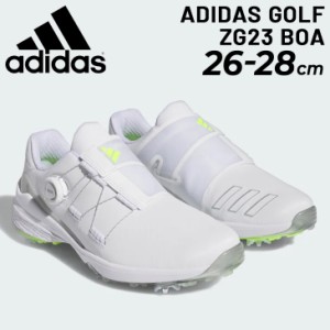 アディダス メンズ ゴルフシューズ ソフトスパイク adidas GOLF ZG23 BOA 3E相当 幅広 ダイヤル式スパイク ローカット 男性用 ホワイト 