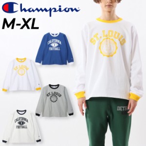 チャンピオン 長袖 リンガーTシャツ メンズ Champion リバースウィーブ プリントT トリムT  アメカジ カレッジ ロンT 男性 カットソー ト