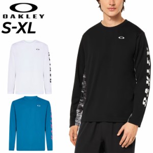 オークリー 長袖Tシャツ メンズ OAKLEY トレーニングウェア メンズウェア プリントT 男性 吸汗速乾 テニス ランニング スポーツウエア 黒