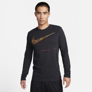 ナイキ 長袖 Tシャツ メンズ NIKE Dri-FIT フィットネスTシャツ 吸汗速乾 ドライ スポーツウェア トレーニング ランニング ロゴ プリント