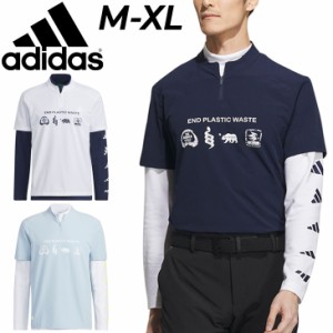 アディダス ゴルフウェア メンズ シャツセット adidas GOLF モックネック レイヤード EPW グラフィック L/Sストレッチシャツ 2in1ウェア 