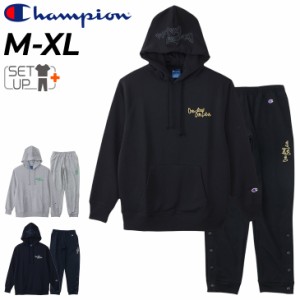 チャンピオン スウェット 上下 メンズ Champion E-MOTION プルオーバー パーカー ロングパンツ セットアップ 裏毛タイプ 男性用 バスケッ