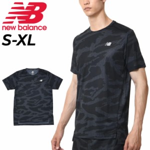 ニューバランス ランニングシャツ メンズ Newbalance Accelerate プリンテッド ショートスリーブTシャツ 半袖 吸汗速乾 総柄 マラソン ジ