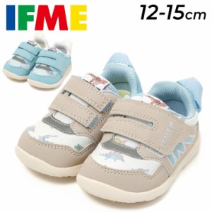 イフミー ベビーシューズ 3E相当 IFME BABY ワンベルト 恐竜ちゃん スニーカー 子供靴 12-15cm ベビー靴 ダイナソー 総柄  ベビースニー