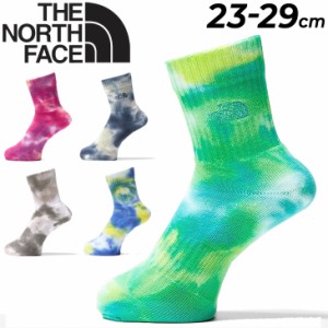 ノースフェイス 靴下 クルーソックス メンズ レディース THE NORTH FACE タイ ダイ クルー 1P くつした 足裏パイル オーガニックコットン