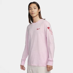 ナイキ 長袖 Tシャツ メンズ NIKE クルーネック コットンT スポーツウェア 刺繍 プリント pink ピンク トップス スポーティ  男性用 nike