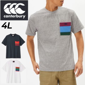 カンタベリー 半袖 Tシャツ 4L メンズ ユニセックス 大きいサイズ canterbury ストライプポケットラガーティー ビッグサイズ クルーネッ