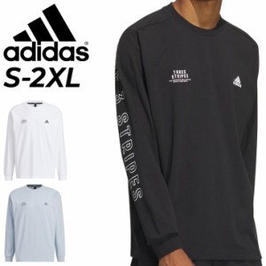 アディダス 長袖 Tシャツ メンズ adidas WORDING コットンT クルーネック ルーズフィット スポーツウェア 男性用 スポーティ ロンT トッ