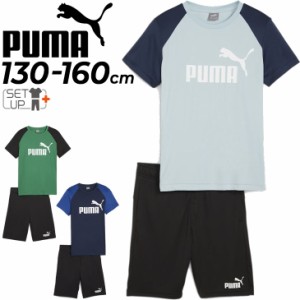 プーマ キッズ 半袖Tシャツ ショートパンツ 上下 男の子 PUMA ロゴT ハーフパンツ 130-160cm 子供服 スポーツウェア セットアップ 2点セ