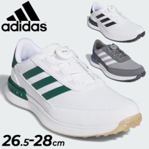 アディダス メンズ ゴルフシューズ 幅広設計 adidas GOLF S2G SL ボア 24 スパイクレス BOAシステム ダイヤル 防水 合成皮革 ゴム底 メン