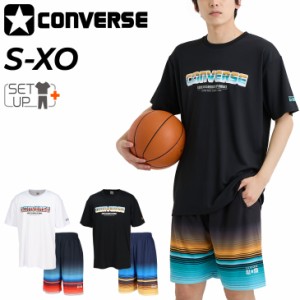 コンバース 半袖Tシャツ ハーフパンツ メンズ ユニセックス 上下 CONVERSE バスケットボール スポーツウェア セットアップ 吸汗速乾 プリ