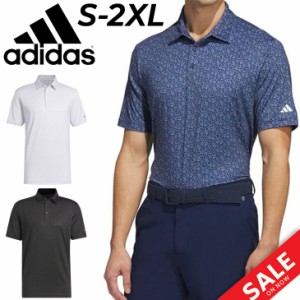 アディダス ポロシャツ 半袖 メンズ ゴルフウェア adidas GOLF ミニフラワープリント 半袖ストレッチシャツ 男性 大きいサイズ 紳士用 総