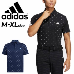 アディダス ポロシャツ 半袖 メンズ ゴルフウェア adidas GOLF ロゴモノグラムプリント ボタンダウンシャツ 男性 紳士用 ゴルフシャツ 総