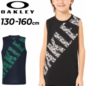 オークリー キッズ ノースリーブシャツ OAKLEY ジュニア スリーブレス Tシャツ 130-160cm 子供服 クルーネック タンクトップ 吸汗速乾 ド