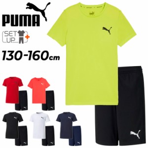 プーマ キッズ ジュニア 半袖Tシャツ ハーフパンツ 上下セット PUMA 130-160cm 子供服 男の子 トレーニングウェア セットアップ 子ども用