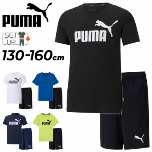 プーマ キッズ ジュニア 半袖Tシャツ ハーフパンツ 上下セット PUMA 130-160cm 子供服 男の子 トレーニングウェア セットアップ 子ども用