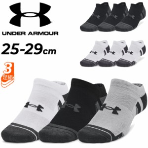 アンダーアーマー メンズ 靴下 3足組 ソックス UNDER ARMOUR UAパフォーマンステック ノーショーソックス 3足セット 速乾 防臭加工 ショ