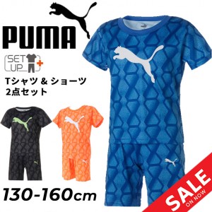 プーマ キッズ 半袖Tシャツ ハーフパンツ 上下 2点セット PUMA ジュニア 130-160cm 男の子 子供服 セットアップ 吸水速乾 ドライ スポー