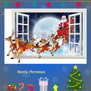 ウォールステッカー クリスマス クリスマスツリー ウィンドウ サンタクロース トナカイ シール サンタ 飾り ステッカー 壁シール 装飾 星