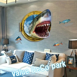 ウォールステッカー 窓 動物 海 トリックアート 3d おしゃれ 子供部屋 海 魚 サメ ビーチ かっこいい シール 壁紙 かわいい 南国 海底 飛