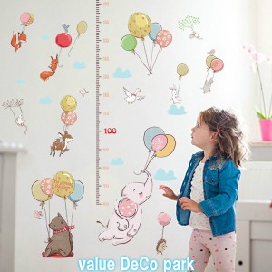 ウォールステッカー 身長計 子供部屋 身長 動物 wallsticker 北欧 ステッカー 子供 かわいい ぞう 熊 うさぎ 鳥 きつね 壁紙 風船 バルー