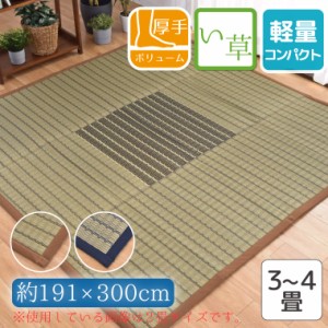 い草 ラグ カーペット 3畳 4畳 約191×300cm ウレタン入り ふっくら 天然素材 夏用 チェック ブロックチェック イ草 上敷き ござ マット 