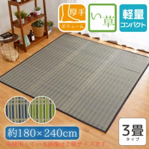 い草 ラグ カーペット 厚手 上敷き マット 3畳 約180×240cm 裏張り 三つ折り コンパクト収納 ふっくら 天然素材 おしゃれ 花ござ wakaba