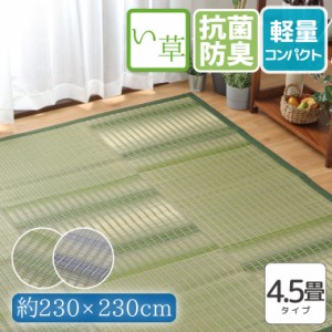 い草 ラグ カーペット 4.5畳 約230×230cm 防カビ 防ダニ 抗菌 防臭 グラデーション グリーン ブルー コンパクト 天然素材 ごろ寝 夏用 