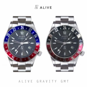 アライブ 腕時計 アライヴ 時計　ALIVE gravitygmt WATCH watch　防水　グラヴィティGMT　グラビティ メンズ　シルバー
