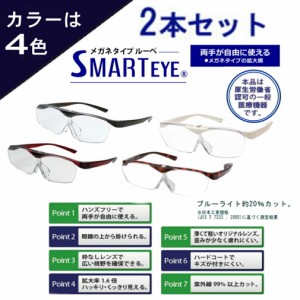 [2本セット] ハネアゲ 拡大鏡 ルーペ 跳ね上げ メガネ おしゃれ スマートアイ SMARTEYE 眼鏡 メガ 