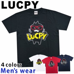 ★メール便送料無料★ LUCPY ラッピー 半袖 Tシャツ メンズ 150753A カットソー 猫 ネコ プリント グッズ