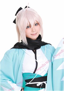 Fate/Grand Order　沖田総司 風 ウィッグ　キャラウィッグ　コスプレウィッグ　フルウィッグ　コスプレ　耐熱