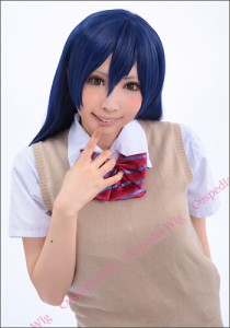 ラブライブ!　園田 海未　風 ウィッグ　キャラウィッグ　コスプレウィッグ　フルウィッグ　コスプレ　耐熱