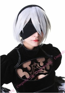 ニーア オートマタ 2B 風 ウィッグ　キャラウィッグ　コスプレウィッグ　フルウィッグ　コスプレ　耐熱