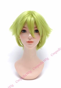 【即納】ツンツンショート　シトロングリーン　ショート コスプレウィッグ コスプレ ウィッグ wig コスウィッグ 耐熱 ハロウィン