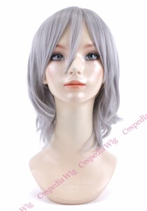 【即納】アレンジウェーブ　ストーンシルバー　ミディアム コスプレウィッグ コスプレ ウィッグ wig コスウィッグ 耐熱 ハロウィン