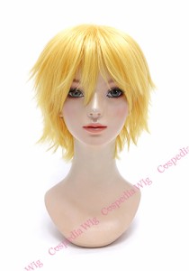 【即納】レイヤーショート　イエロー　ショート コスプレウィッグ コスプレ ウィッグ wig コスウィッグ 耐熱 ハロウィン