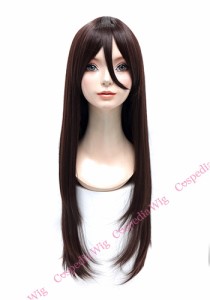 【即納】ロングストレート(80cm)　カカオブラック　ロング ストレート コスプレウィッグ コスプレ ウィッグ wig コスウィッグ 耐熱 ハロ