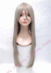 【即納】ロングストレート(80cm)　アッシュグレイ　ロング ストレート コスプレウィッグ コスプレ ウィッグ wig コスウィッグ 耐熱 ハロ