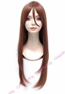 【即納】ロングストレート(80cm)　ココアブラウン　ロング ストレート コスプレウィッグ コスプレ ウィッグ wig コスウィッグ 耐熱 ハロ