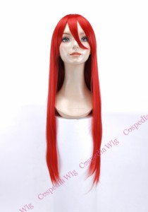 【即納】ロングストレート(80cm)　バーニングレッド　ロング ストレート コスプレウィッグ コスプレ ウィッグ wig コスウィッグ 耐熱 ハ