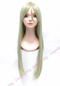 【即納】ロングストレート(80cm)　グリーンティー　ロング ストレート コスプレウィッグ コスプレ ウィッグ wig コスウィッグ 耐熱 ハロ