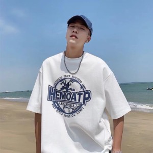 tシャツ 半袖 メンズ ブランド 綿100% シンプル カジュアル 大きい 吸汗速乾 u首 ゆったり 韓国 高校生 Tシャツ ファッション ビッグシル