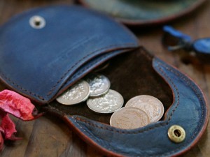 福山レザー 藍染コインパース フタ部分のコイントレーで小銭の選別がしやすい小銭入れ 財布 