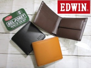 SALE 50%OFF 財布 メンズ 二つ折り エドウィン EDWIN ブランド 本革 しっかりしたレザーのベーシックデザイン