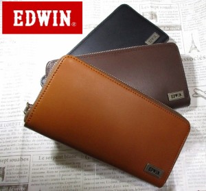 財布 メンズ 長財布 ラウンド エドウィン EDWIN イタリアンレザー しっかりしたレザーにおしゃれでシンプルなメタルロゴ