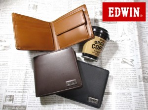 財布 メンズ 二つ折り エドウィン EDWIN ブランド イタリアンレザー しっかりしたレザーにおしゃれでシンプルなメタルロゴ 箱入り 