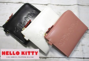 ハローキティ 財布 レディース HELLO KITTY 短財布 L字ラウンド ブランド 本革 「文字デザイン」サンリオ公式 正規品 87115 おまけ付き