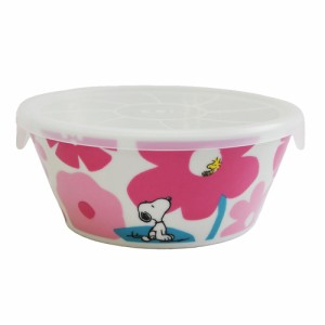 レンジパック 食器 蓋付き フタ付き 中鉢 ボウル/ SNOOPY フラワーピンク コンテナーM /ノンラップ中鉢 スヌーピー 保存 鉢 うつわ 漬物 